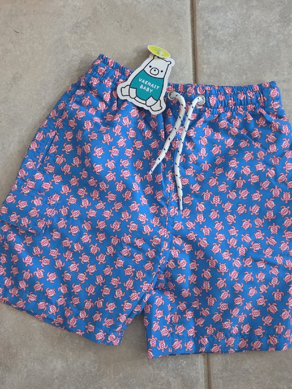 Vaenait Baby Blue Swim Trunks with Pink Turtle Print - Spf 50